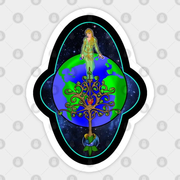 Mother Earth and The Tree of LIfe Sticker by lytebound